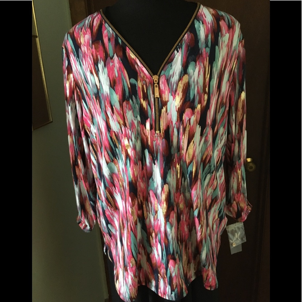 JM Collection Multicolored Cool Breeze Top NWT PL